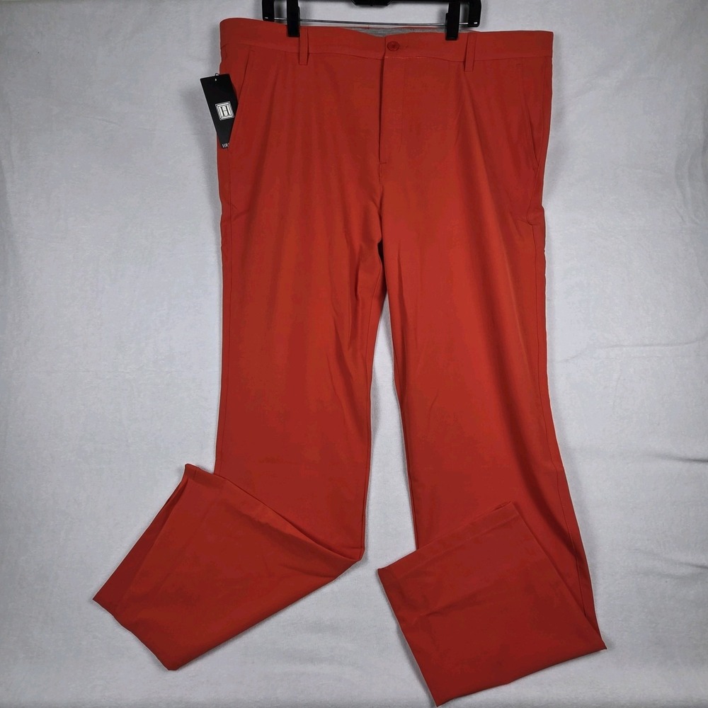 Hreski‎ Golf Pants Mens 42x34 Orange Stretch Quick Dry Flat Front NWT